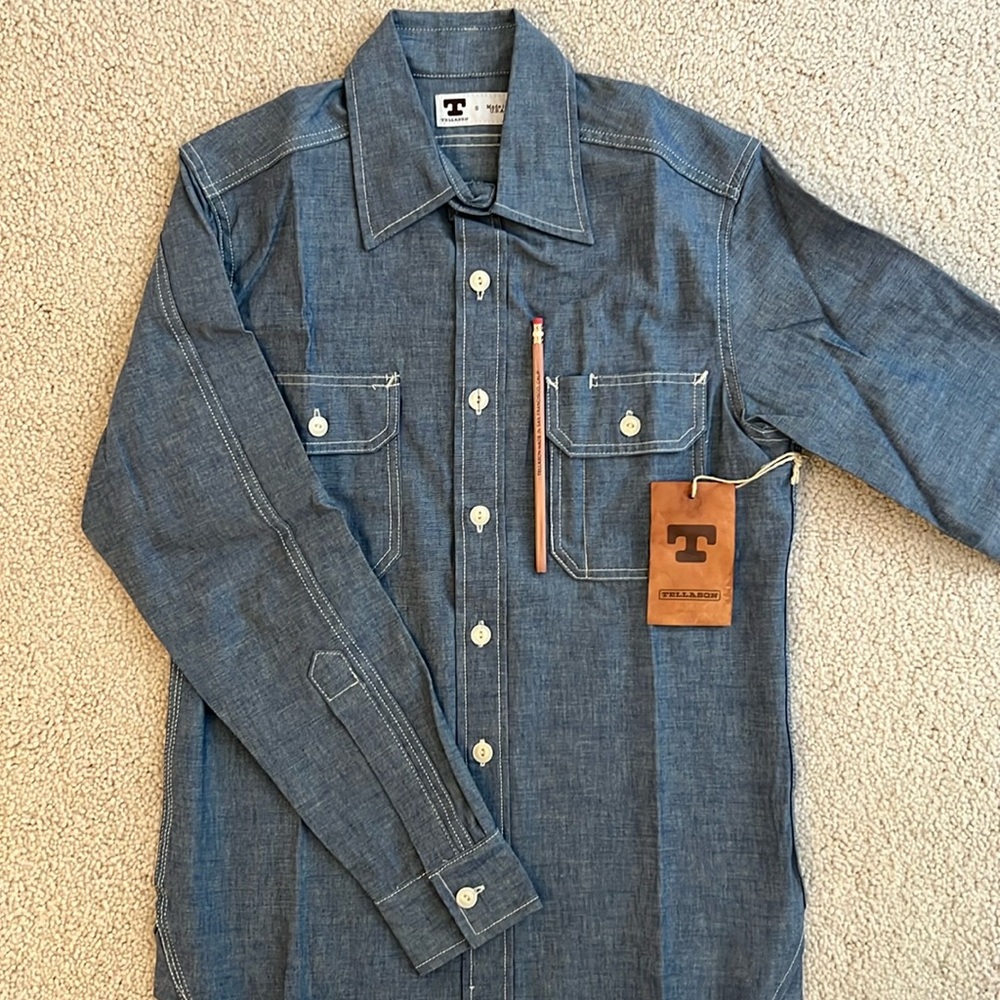 Tellason Mens Chambray Workshirt, Size S